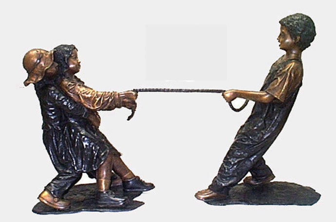 Bronze Tug of War Children Sculpture