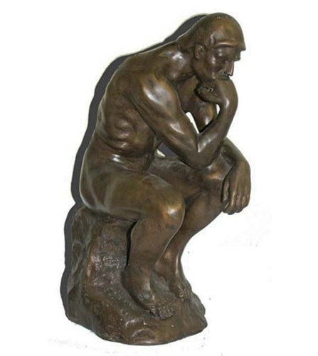 The Thinker Bronze Statue by Rodin - 14”H