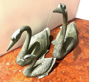 Beautiful Bronze Swan Sculptures Set