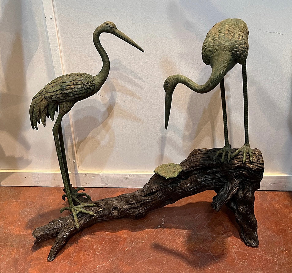 Bronze Crane Fountain Sculpture