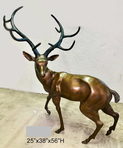 Large Bronze Male Reindeer Statue