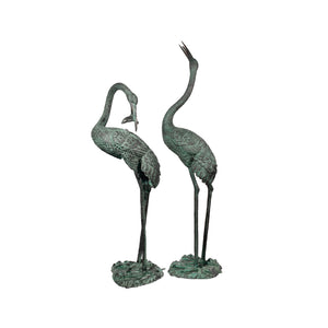 Beautiful Life Size Bronze Crane Statues - 70”H