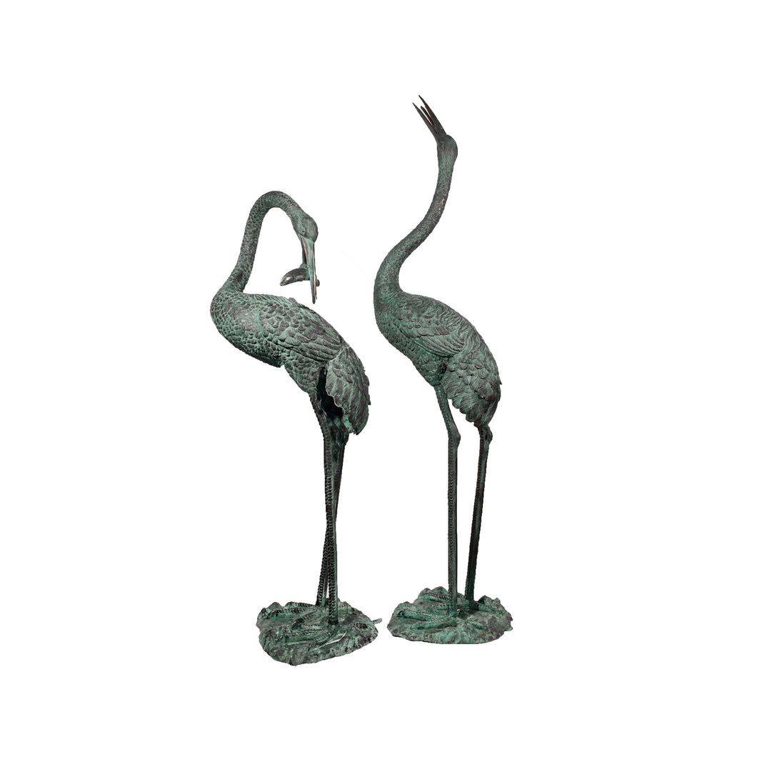 Beautiful Life Size Bronze Crane Statues - 70”H