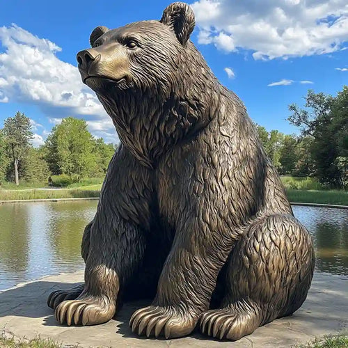 Large Mascot Bear Bronze Sculpture
