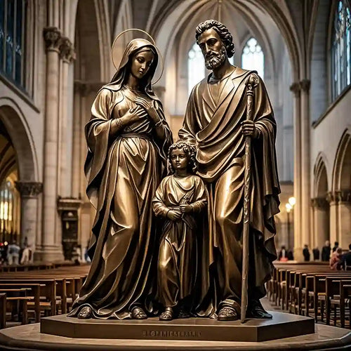 Life Size Holy Family Bronze Church Statue Style 3 - 72”H