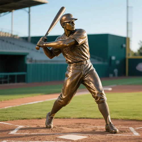 Life Size Bronze Baseball Player Statue I