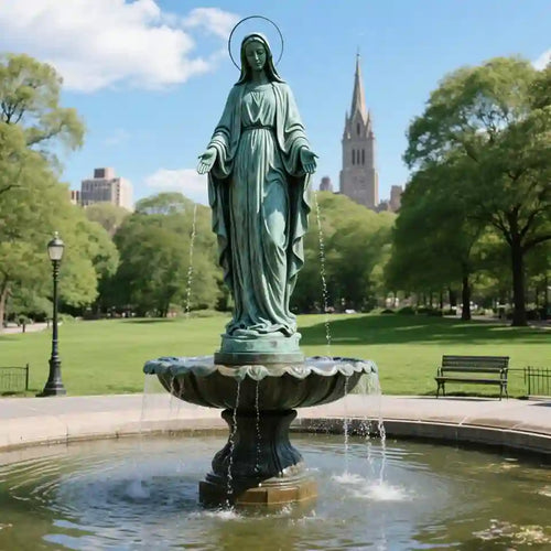 Large Bronze Madonna Garden Fountain