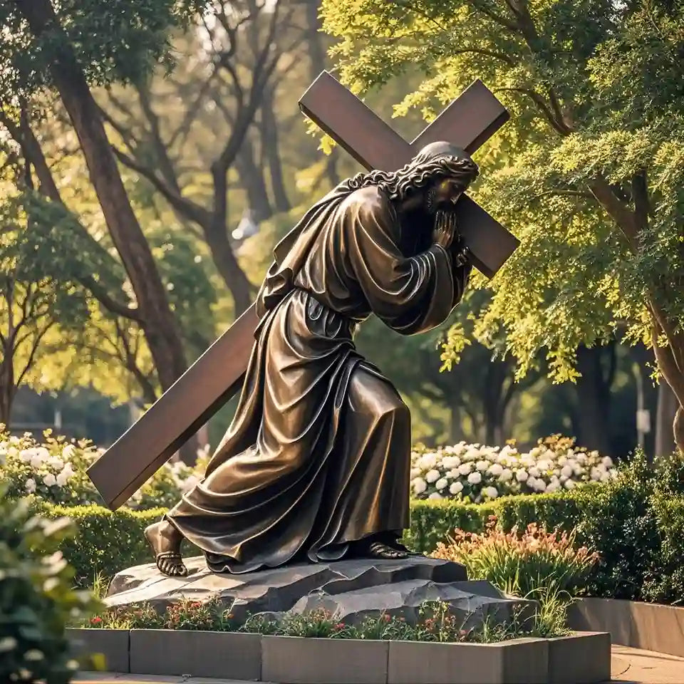 Life Size Jesus on the Way to Calvary Bronze Statue II - 72”H