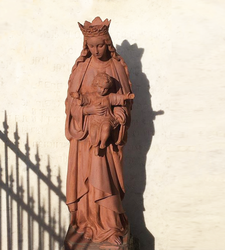 Life Size Virgin Mary with Child Bronze Statue - 72”H