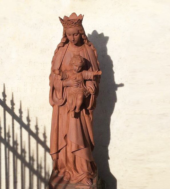 Life Size Virgin Mary with Child Bronze Statue - 72”H