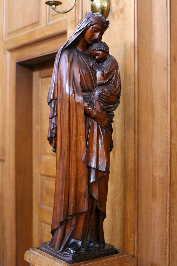 Life Size Virgin Mary with Baby Jesus Bronze Statue - 72”H