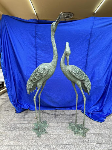 Bronze Life Size Crane Statues - 70”H