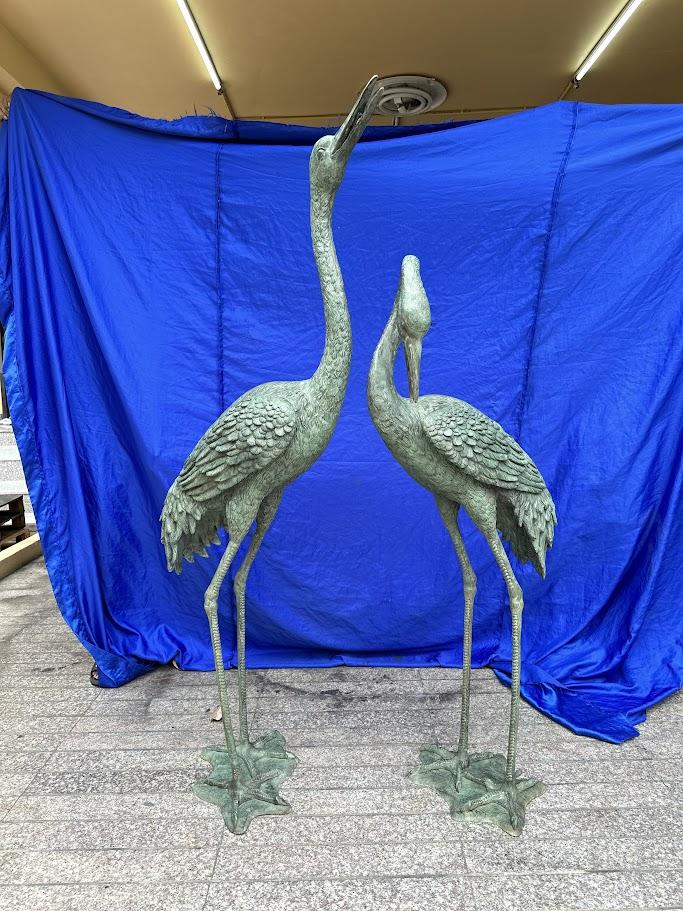 Bronze Life Size Crane Statues - 70”H