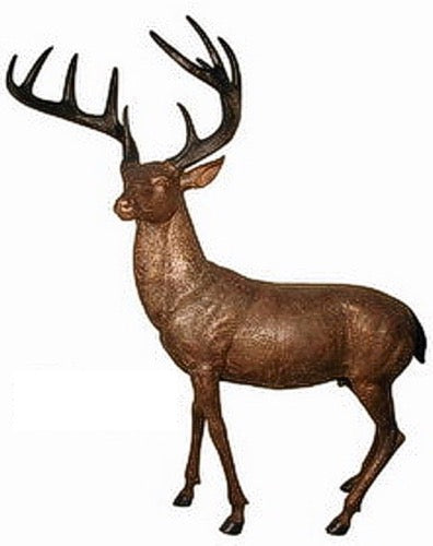 Life Size Bronze Deer Buck Sculpture - 80”H