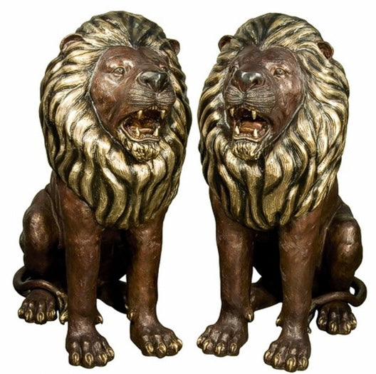 Bronze Lion Sculptures of Persia - 47”H