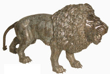 Load image into Gallery viewer, Monumental Bronze Life Size Lion Sculptures Pair