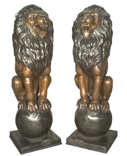 Sitting Bronze Lion Sculptures of York - 61”H