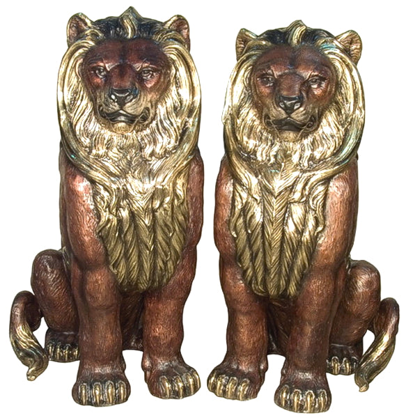 Royal Bronze Lion Sculptures Pair - 61”H