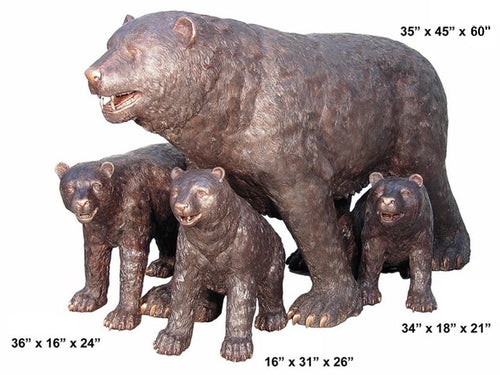 Bronze Mama Bear with Bear Cub Sculptures