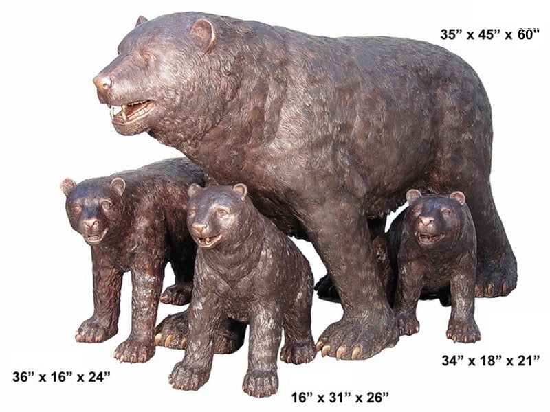 Bronze Mama Bear with Bear Cub Sculptures
