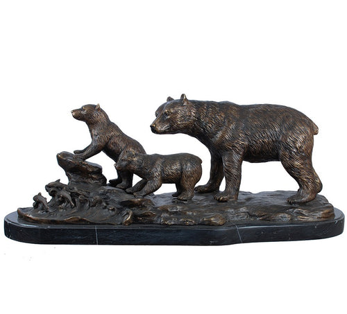 Bronze Bear Sculpture with Bear Cubs