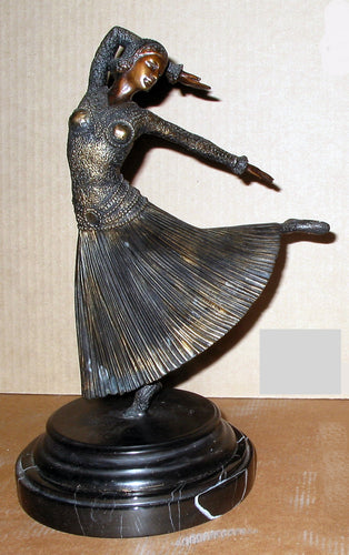 Bronze Art Deco and Art Nouveau Lady Statue