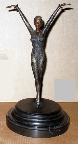 Bronze Chiparus Art Deco and Art Nouveau Woman Statue