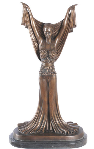 Bronze Chiparus Art Deco Woman Statue - 25”H