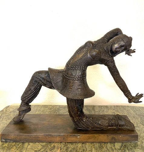 Bronze Chiparus Art Deco Woman Statue - 17”H