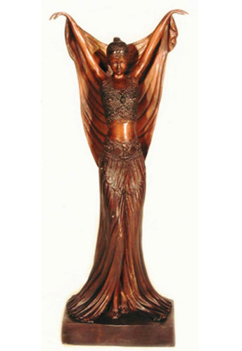 Bronze Chiparus Art Deco Woman Statue - 22”H