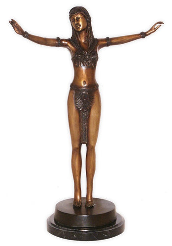 Bronze Chiparus Art Deco Dancer Woman Statue - 20”H