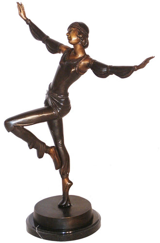 Bronze Chiparus Art Deco Dancer Woman Statue - 21”H