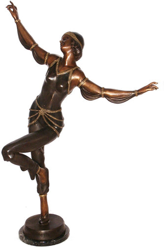 Life Size Bronze Chiparus Art Deco Dancer Woman Statue - 54”H
