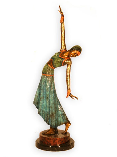 Bronze Chiparus Art Deco Dancer Woman Statue - 27”H