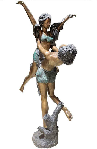 Life Size Bronze Acrobatic Male and Female Dancer Statue - 64”H