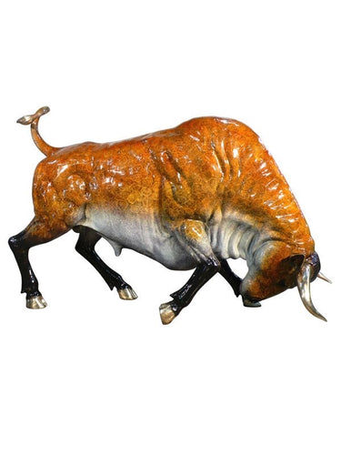 Life Size Bronze Charging Spanish Bull Sculpture I