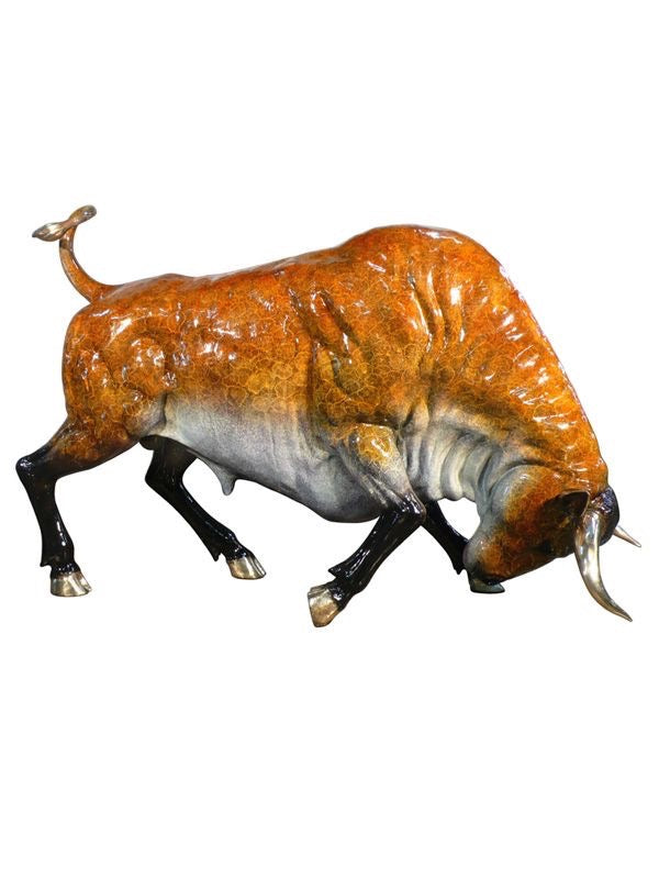Life Size Bronze Charging Spanish Bull Sculpture I