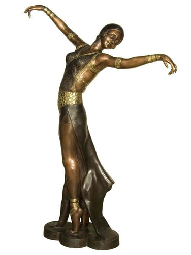 Bronze Life Size Chiparus Dancer Woman Statue - 58”H