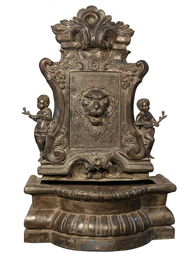 Grand Courtyard Bronze Lion Wall Fountain - 48”H