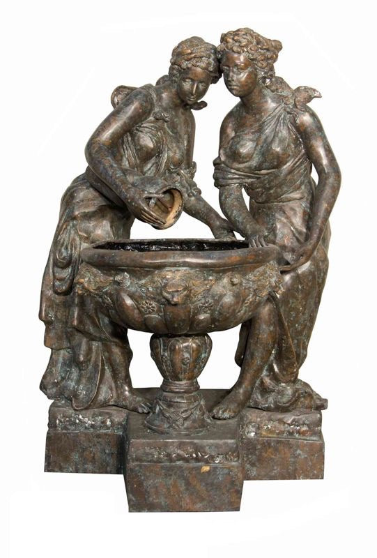 Grand Greek Maiden Bronze Courtyard Fountain - 44”H