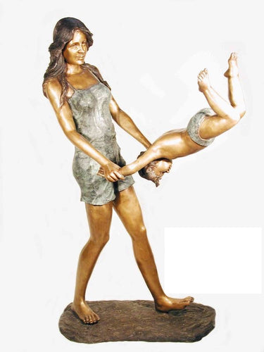 Life Size Handcrafted Bronze Mother and Child Statue