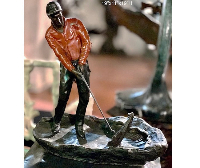 Bronze Male Golfer Doing Bunker Shot