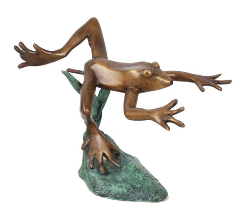 Little Bronze Frog Fountain Spitter Statue