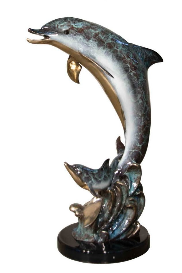 Graceful Dolphin Duo Bronze Sculpture