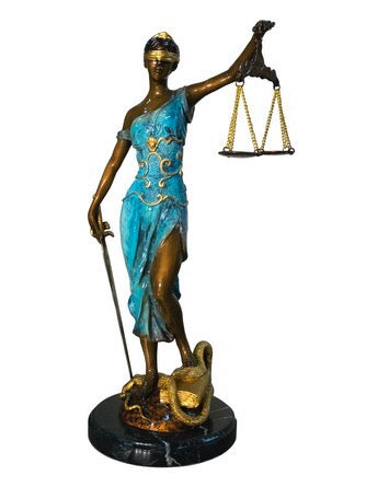 Bronze Lady Justice Figurine Statue 19”H