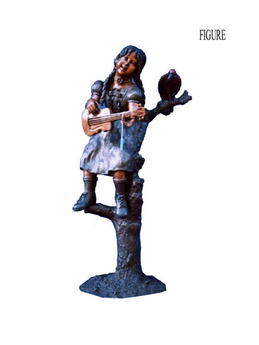 Large Bronze Girl with Parrot Statue