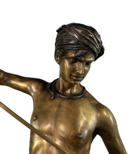 Load image into Gallery viewer, David with Goliath Head Bronze Sculpture by Antonin Mercie