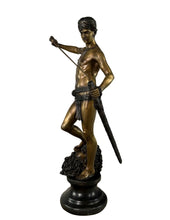 Load image into Gallery viewer, David with Goliath Head Bronze Sculpture by Antonin Mercie