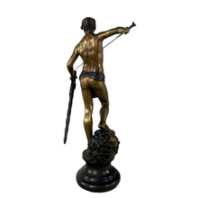 Load image into Gallery viewer, David with Goliath Head Bronze Sculpture by Antonin Mercie