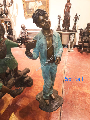 Life Size Bronze Boy with Letter Statue
